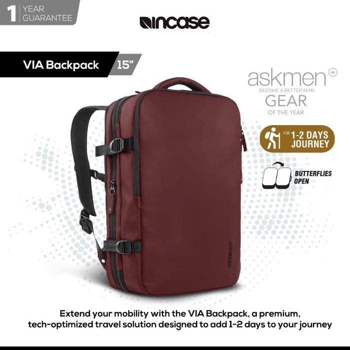 DISKON Incase VIA Backpack Tas Ransel (INTR30058-DRD) - Deep Red Tas Pria Tas Ransel Tas Kerja Tas