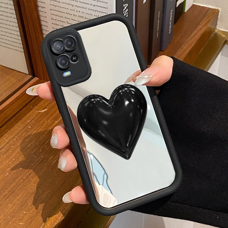 Casing Hp OPPO A54 Case Casing Hitam cinta HP pola Kesing Kasing cermin Cesing Silikon Softcase