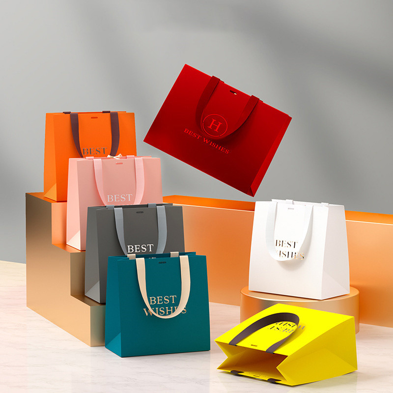 Wholesale 500pcs/lot Custom Logo Clothing Shopping Gift Bag Colorful Paper Bag CompanyTote Bag