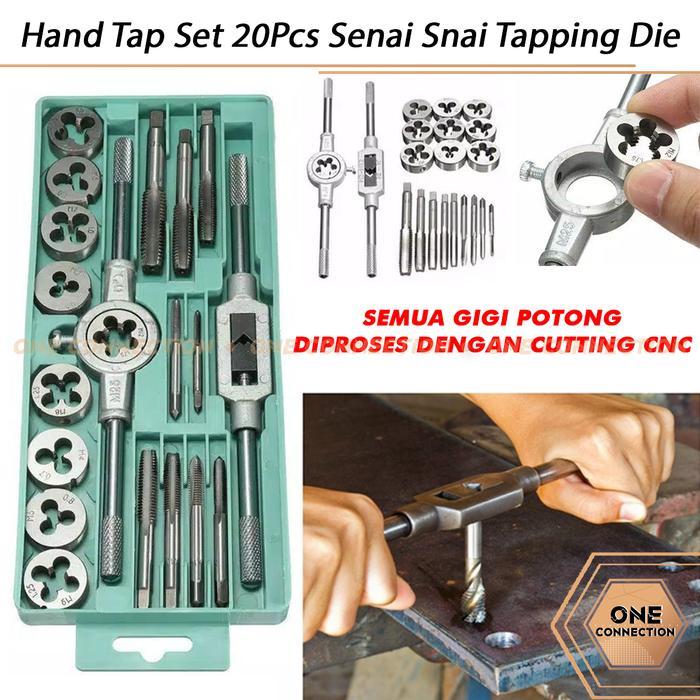Hand Tap Set 20Pcs Senai Snai Tapping Die Alat Pembuat Drat Luar Dalam
