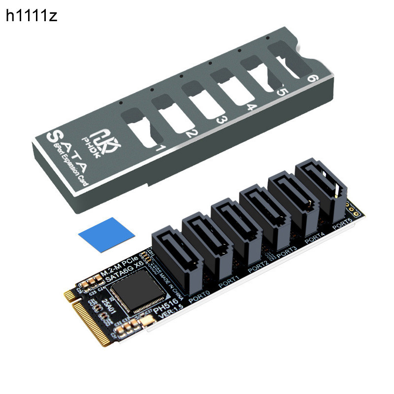 NVME to 6 Port SATA3.0 Expansion Card Riser Converter SSD HDD SATA3 Port Multiplier M.2 M Key to