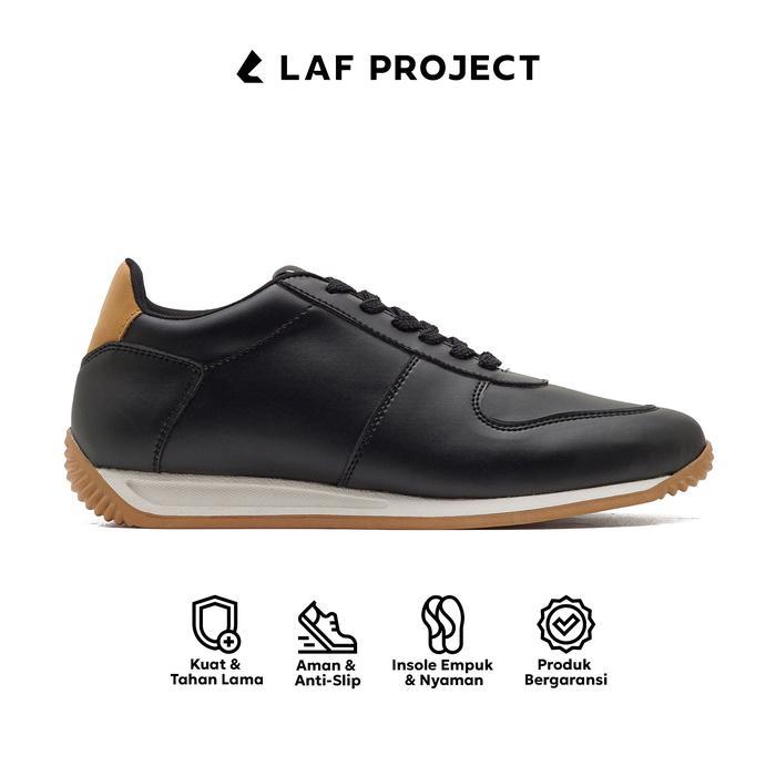 Laf Project - Sepatu Shoes Sneakers Pria Casual - Hitam Putih - Aruna Snekers Black