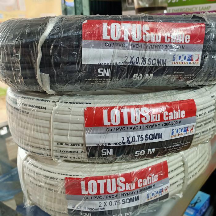 Kabel Nymhy 2X0.75 Mm Serabut 50 Meter Gepeng Lotus Ku Sni