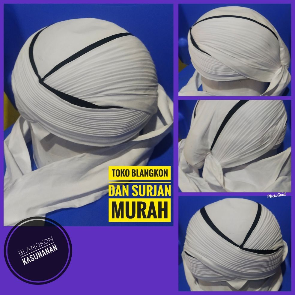 Blangkon lipat jogja kasunanan sliwir warna putih sleret hitam
