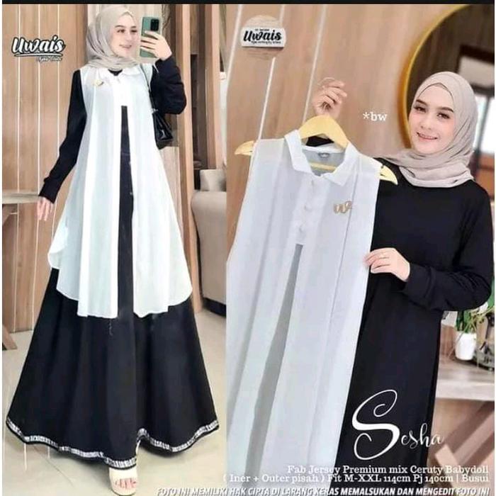 Outer Cardigan Ceruty Polos Wanita Muslim Cantik Panjang Tanpa Lengan By Azka Collection