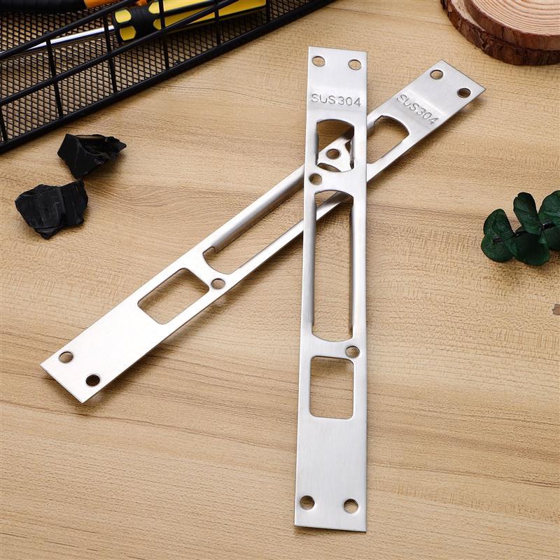 2Pcs Door Security Strike Plates Long Plate Catch Strike Durable Reinforcement Plate Anti-Theft Door