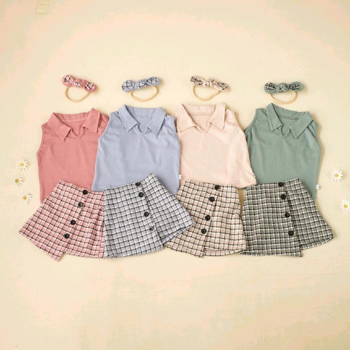 Setelan bayi Zee Jkt48 bahan katun knit bonus headband 0-12 bulan