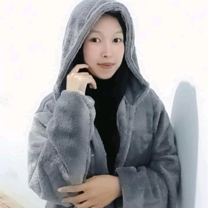 Jaket Coat Musim Dingin Wanita Korean Style Bulu Member Tebal Panjang Hitam - Outer, Vintage Casual 