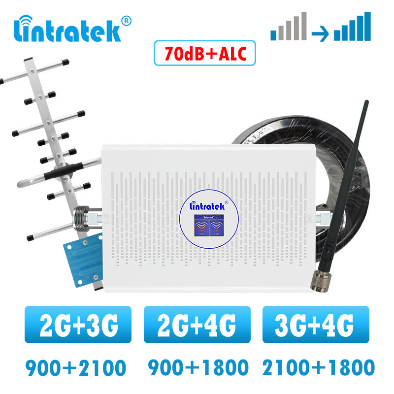 Lintratek Cellular amplifier GSM 2G 3G 4G dual band LTE 3g 4g signal booster amplifier 900 1800 2100