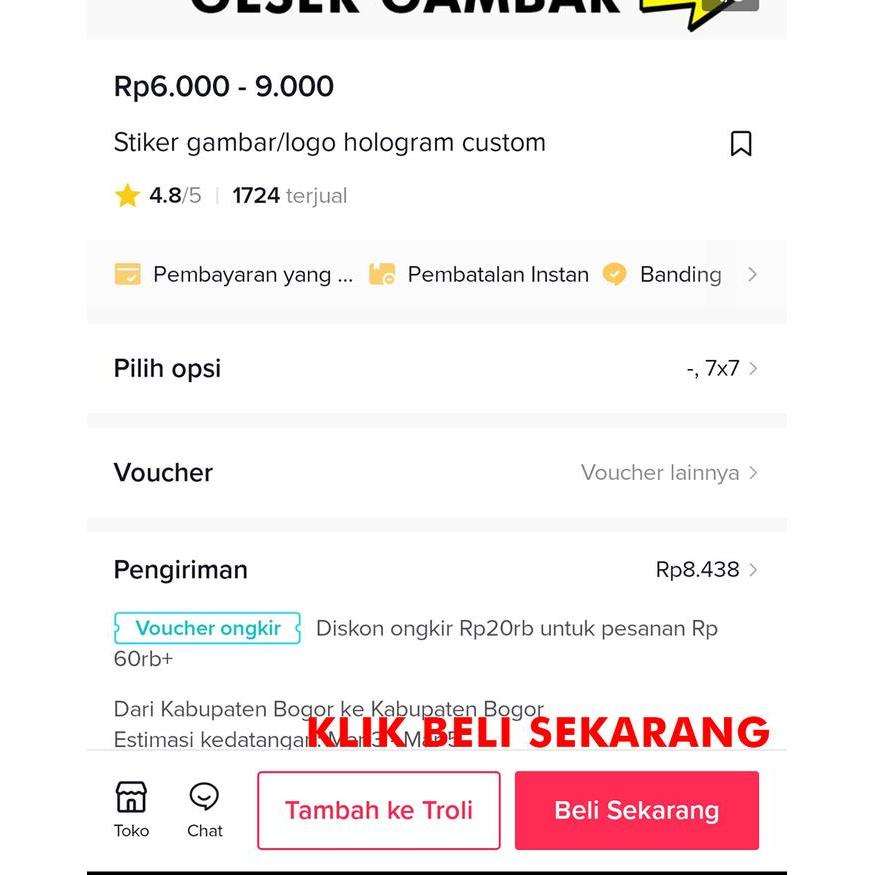Stiker gambar/logo hologram custom