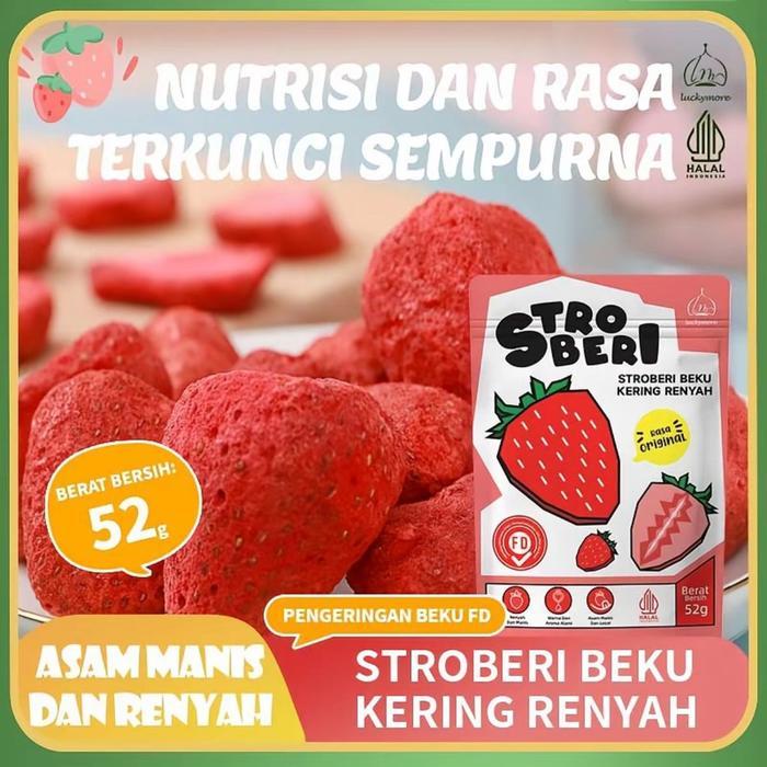 Freeze Dried Strawberry - Snack Buah Strawberry Kering - Freeze Dried Strawberry - Cemilan Sehat