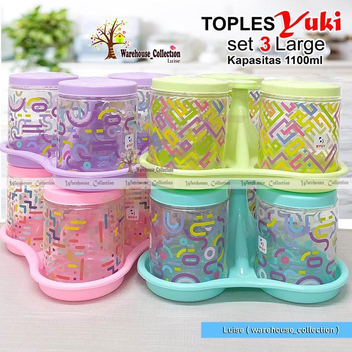 NEW Toples YUKI 1100 ml + Nampan Set 5 Large // SET 3 LARGE // TOPLES KUE LEBARAN CANTIK // TOPLES