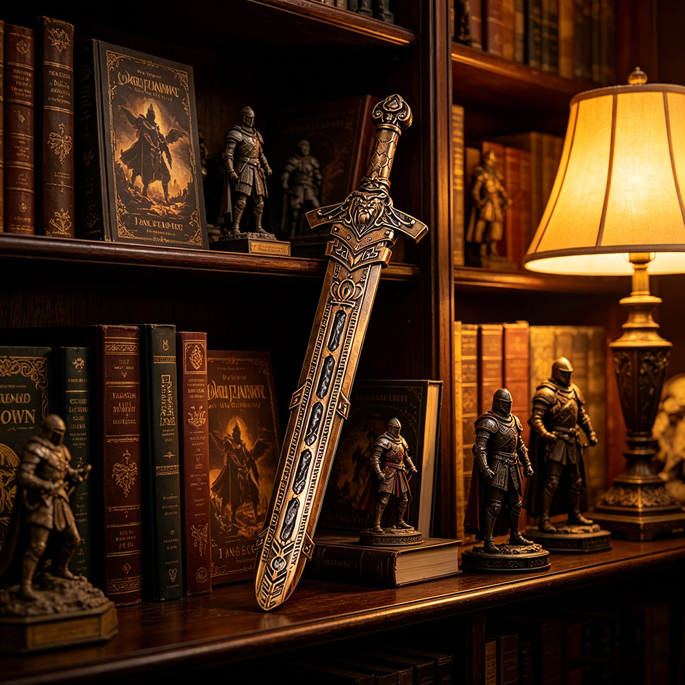 Medieval Royal King Sword With Scabbard Antique Bronzed Knight Go-To Arms Middle Ages Warrior Outfit