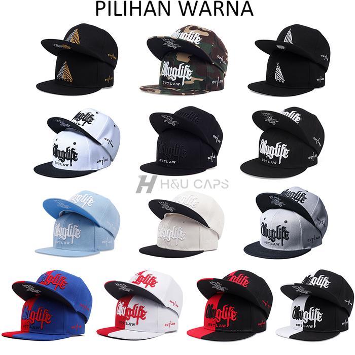 Topi Pria Kekinian Topi Snapback Caps Thug Life 2Pac Outlaw Sumbrero Olahraga Luar Ruangan Bordir