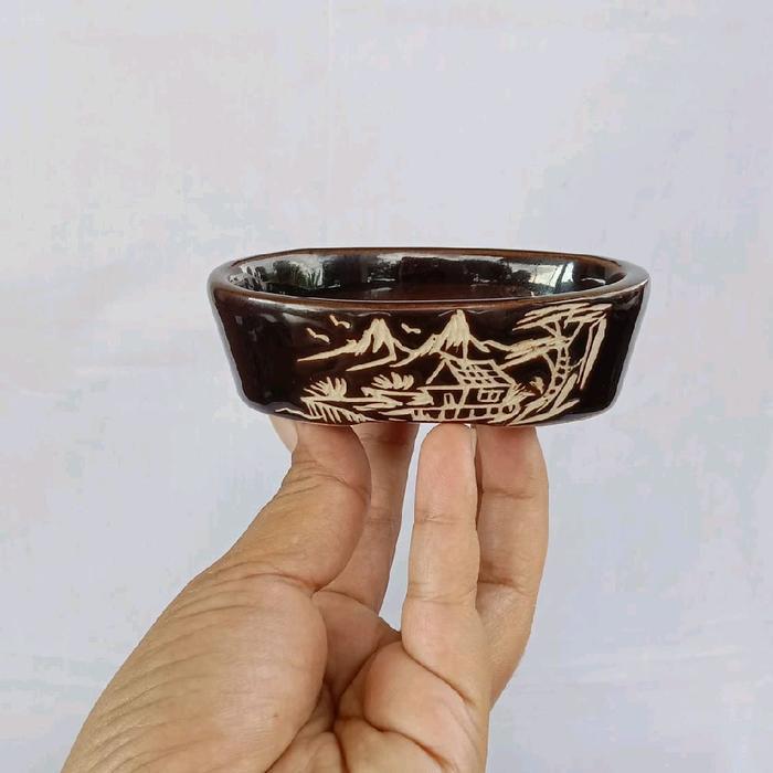pot keramik bonsai oval kecil