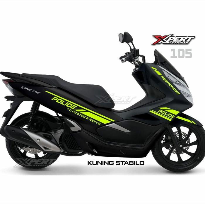 Cutting Stiker Pcx Hitam Striping Kuning Stabilo Police Oracal Germany