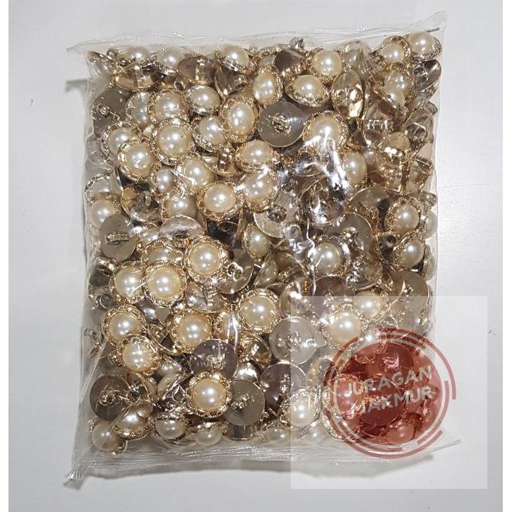 Terlaris [400pcs] Kancing Baju Mutiara Kembang list emas - Kancing Baju Motif Mutiara Kembang emas