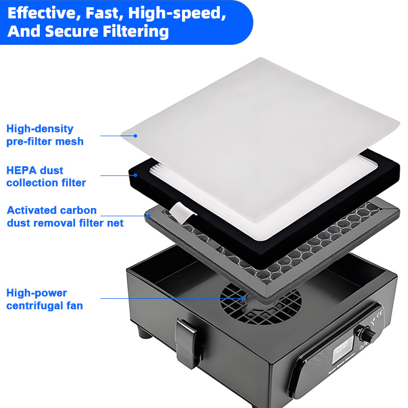New Desktop Solder Purifier 3-layer Filter Fume Extractor for Solder Laser Marking Purification