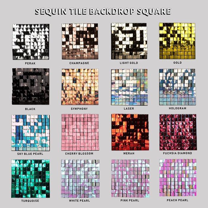 Backdrop Ulang Tahun Lamaran Wedding Sequin Tile Wall Panel Square Background Estetik