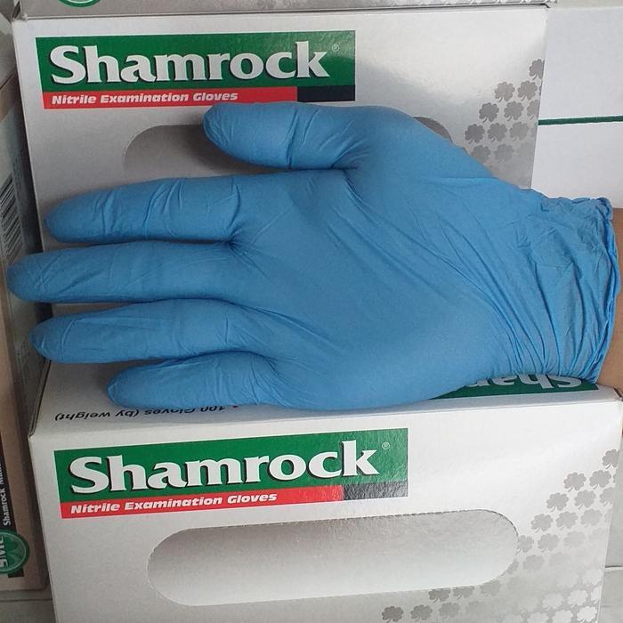 Sarung tangan Nitrile Shamrock/hanscon Nitrile/glove Nitrile Biru