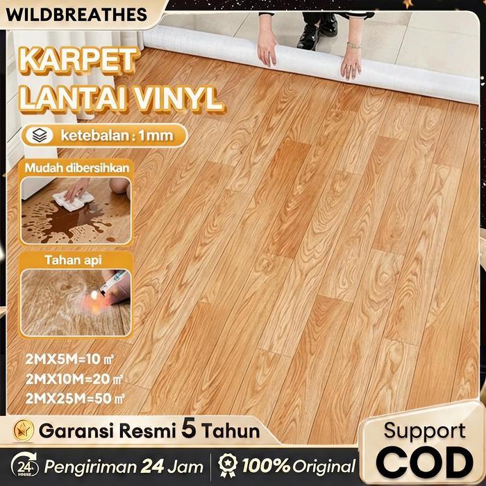 Pengiriman hari iniKetebalan 1.0 mm Karpet Lantai Motif Kayu / Karpet Lantai Roll Vinyl Roll/ Vinyl