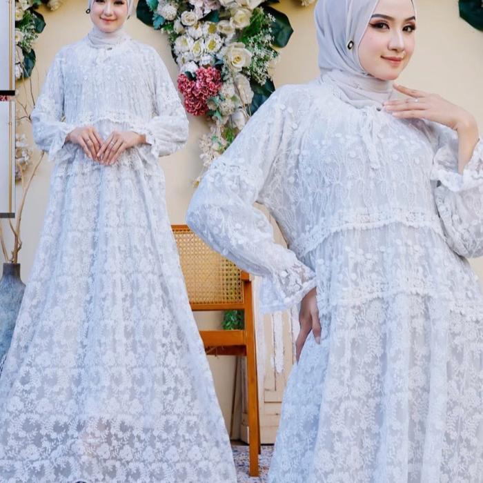 Gamis - Tunik Brokat Impor BKK - G - Hitam