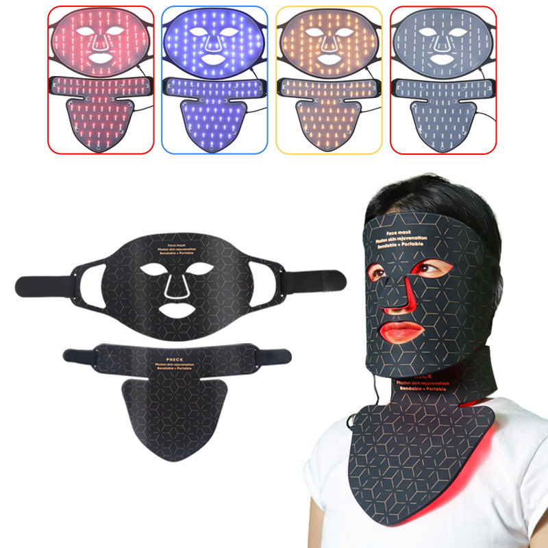 Led Mask 4 Colors Led Red Light Therapy Infrared Face Mask with Neck Soft Mask Led Therapy