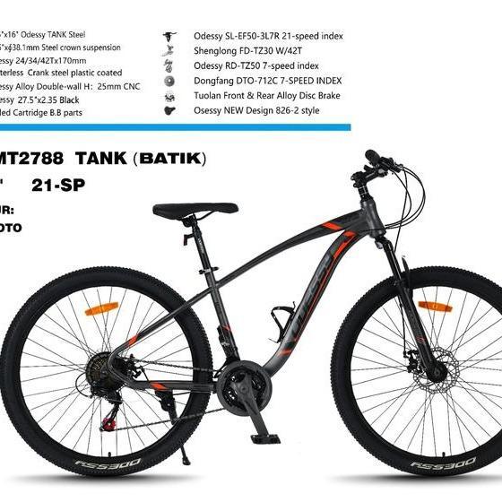 SEPEDA GUNUNG MTB 27,5INCH ODESSY TANK COWO sepeda mtb odessy tank TERBARU - GREY ORANGE NEW