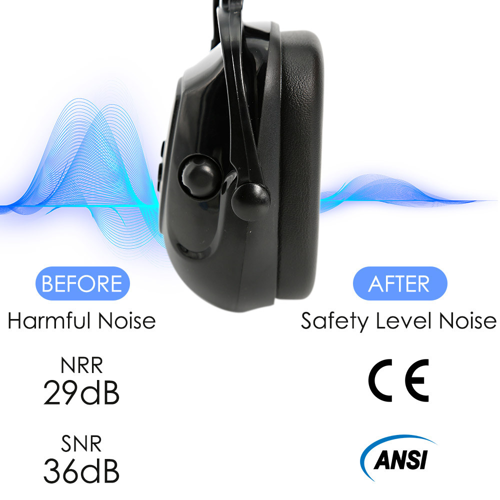 CE Bluetooth Ear Muffs Adjustable Cap-mounted Earmuff Safety Helmet Attachable Hard Hat Earmuff