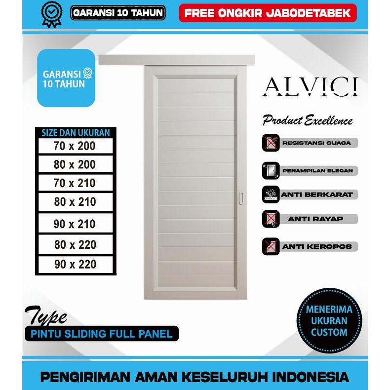 Pintu Sliding Upvc 1 Daun Putih Pintu Dorong Full Panel Minimalis Modern Ukuran 70 X 200 Sampai 90 X