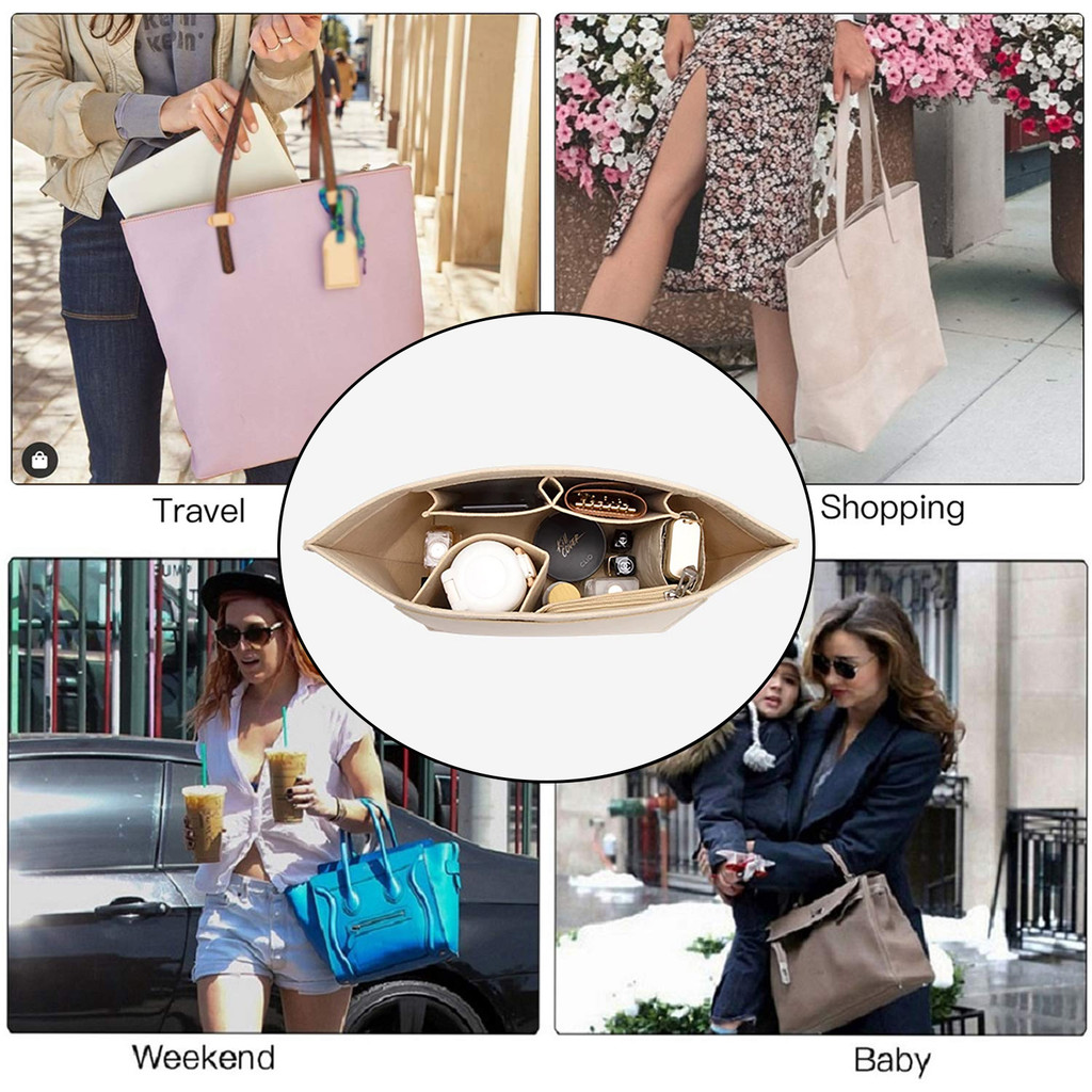 Felt Insert Bag Fits For Longchamp Handbag Liner Bag Felt Cloth Makeup Bag Support Travel Portable