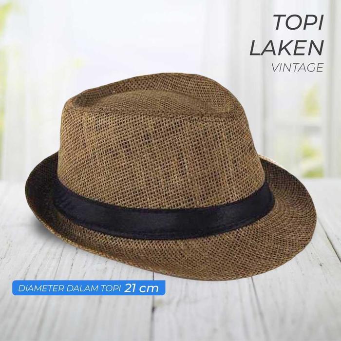 COD Topi Laken Jazz Fedora Hat Gaya Klasik Vintage Lebar Besar Untuk Pria Wanita Dewasa Casual