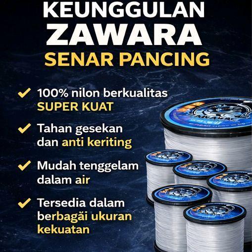 Zawara Senar Pancing Bening Kuat Anti Keriting 1800 Meter Zawara Fishingline 100% Bahan Nilon