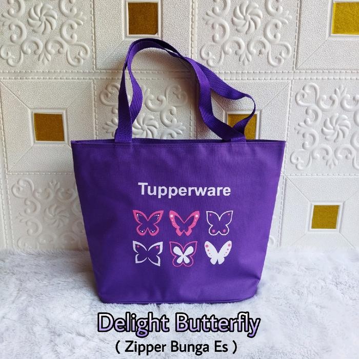 ASLI Tas Bekal ButterTupperware Zipper bunga es / tas bekal Makanan READY STOCK