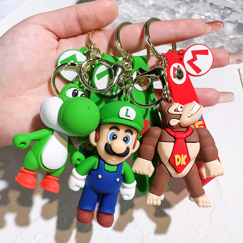 Super Mary Keychain Mario Pendant Cartoon Cute Car Keychain Doll Mario Gift