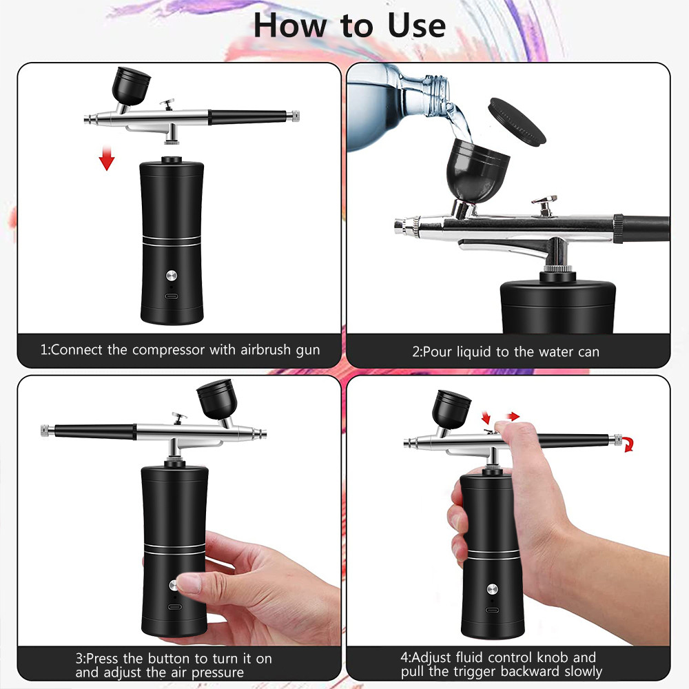 Airbrush with Compressor for Nail Painting Portable Cordless Airbrush Mini Airbrush Sprayer Gun for
