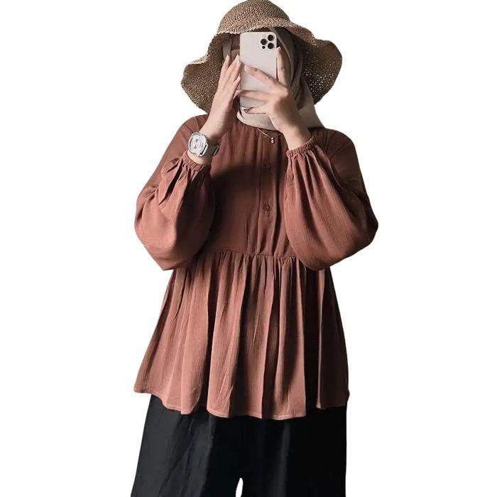 New Ariani Blouse Rayon Crinkle Kemeja Blouse Busui Basic Wanita / Atasan Wanita Muslim Baju Remaja