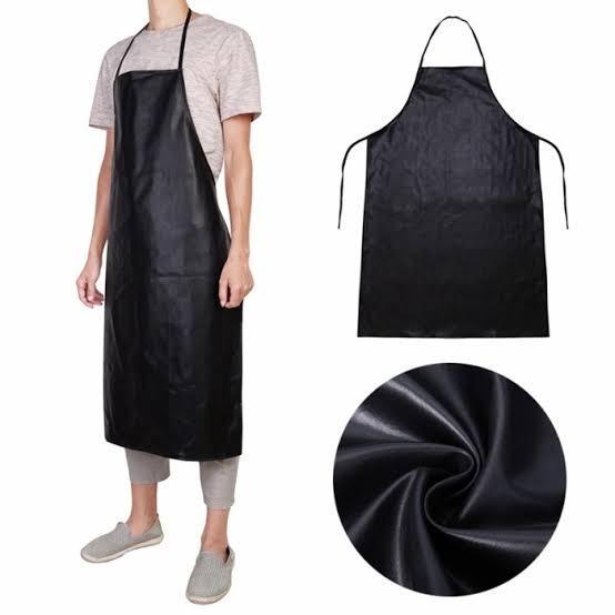 MNR Apron Kulit Kalep Hitam Oilproof Anti Minyak Air Panas + Kantong Ukuran Besar 70x85CM Awet Kuat 