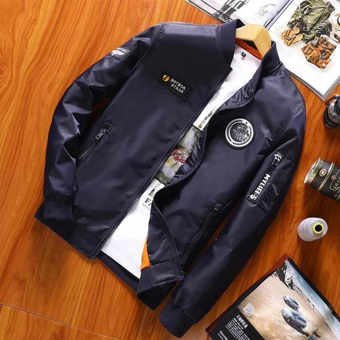 Tizzly - Bomber Premium Patch Waterproof Pria Tebal Distro Jaket Nyaman Keren Lembut Motor Casual