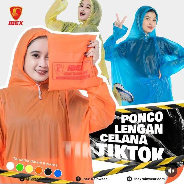 Jas Hujan Ponco Lengan Celana Tiktok Ibex Ukuran Jumbo