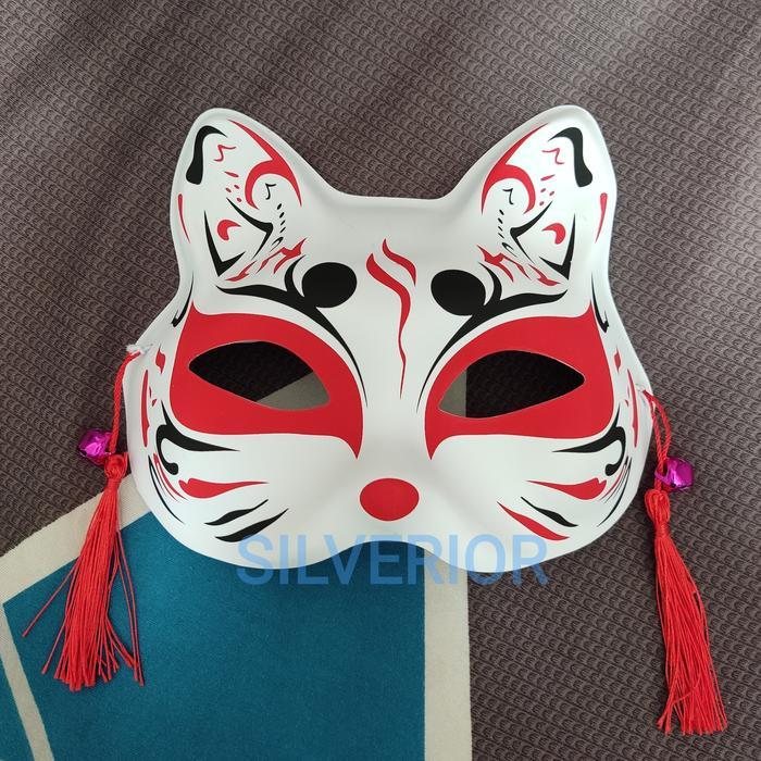 PROMO Topeng Tutup Wajah Serigala Kucing Rubah Krincingan Jepang Japan Mask hewan