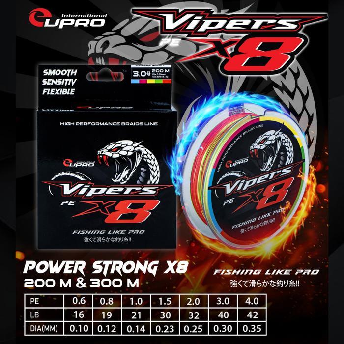 SENAR EUPRO VIPERS PE X8 200M - 300M MULTICOLOR SMOOTH SENSITIV FLEXIBLE POWER STRONG X8