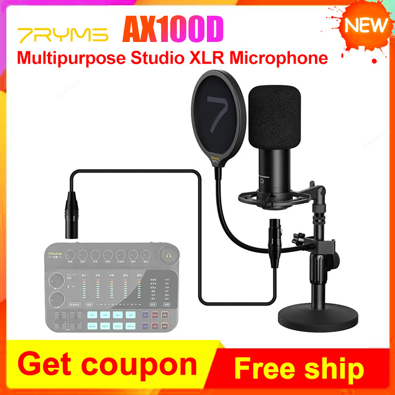 Wireless Microphone 7Ryms AX100D Desktop Condenser Microphone