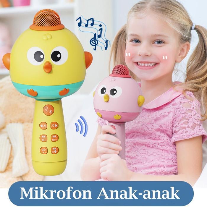 Mikrofon Anak Mainan Bluetooth Wireless Speaker Mikrofon Anak-Anak Kartun Nyanyi Perempuan