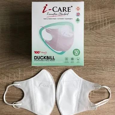 d95o- Masker Duckbill Dukbill Icare I-Care 4 Ply Warna Putih Isi 50 Pcs