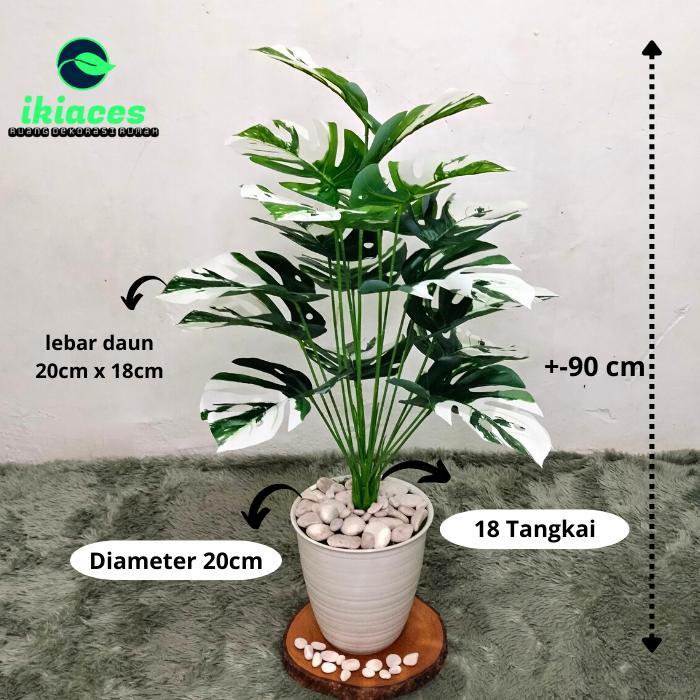 Pohon Monstera Jumbo Artificial Daun Monstera Plastik Pot Monstera