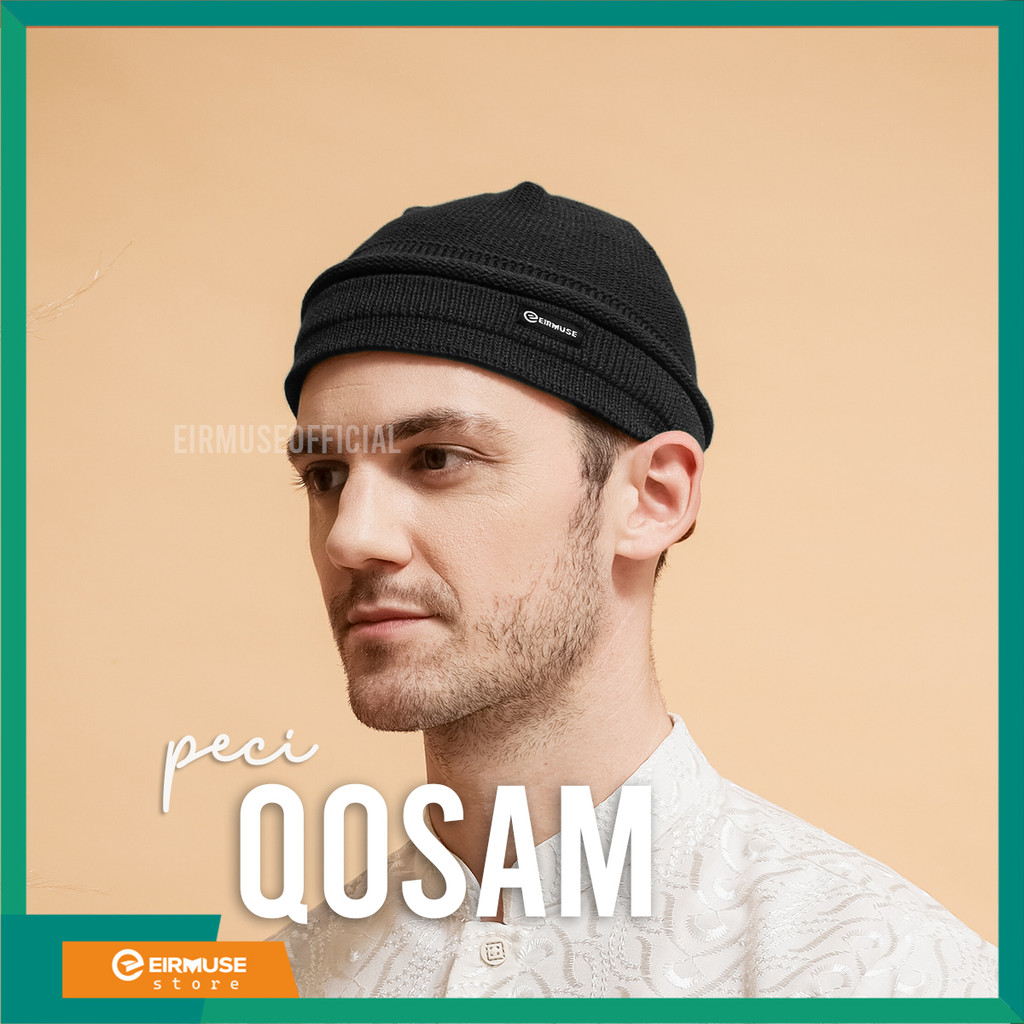 Qosam by Eirmuse Topi kupluk short beanie bisa dipakai peci sholat berbahan rajut untuk dewasa dan a