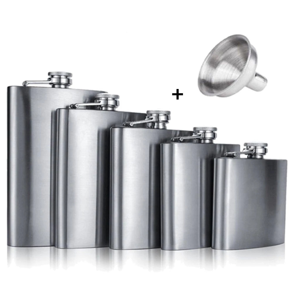 Stainless Steel + Funnel4/5/6/7/8/9/10/18 Oz Alcohol Pocket Hip Flask White Portable