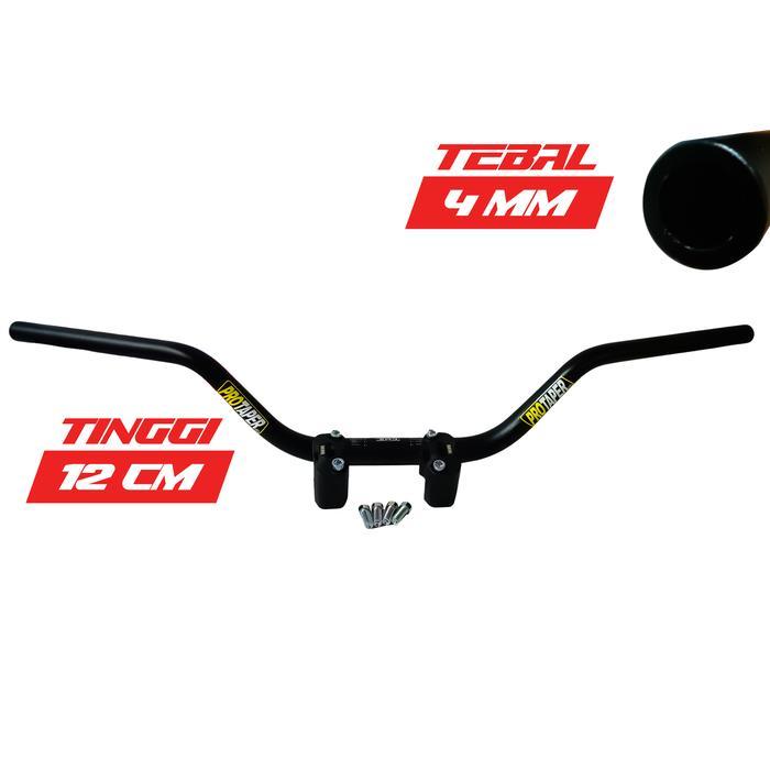 [Cmz Racing] Stang High Protaper Fatbar Hitam Tebal 4Mm Tinggi 12Cm Stir Universal Motor Model