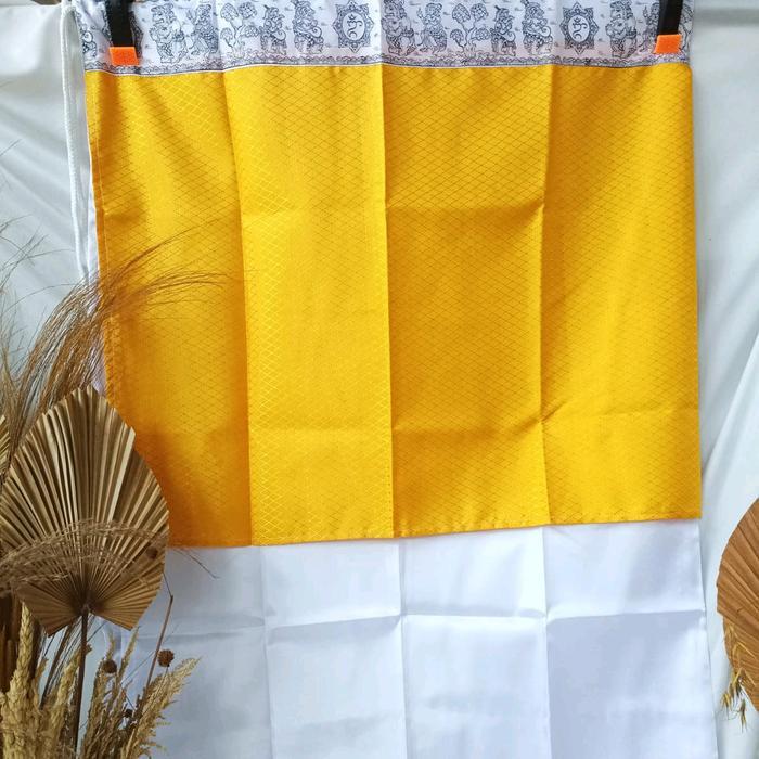 WASTRA PELINGGIH BALI PUTIH KUNING KAIN OSCAR / WASTRA MERAJAN / WASTRA